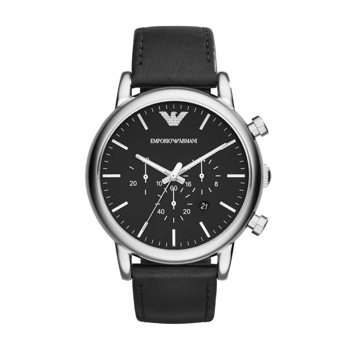 ARMANI LUIGI SILVER/BLACK WATCH FOR MEN - Sunlab Malta