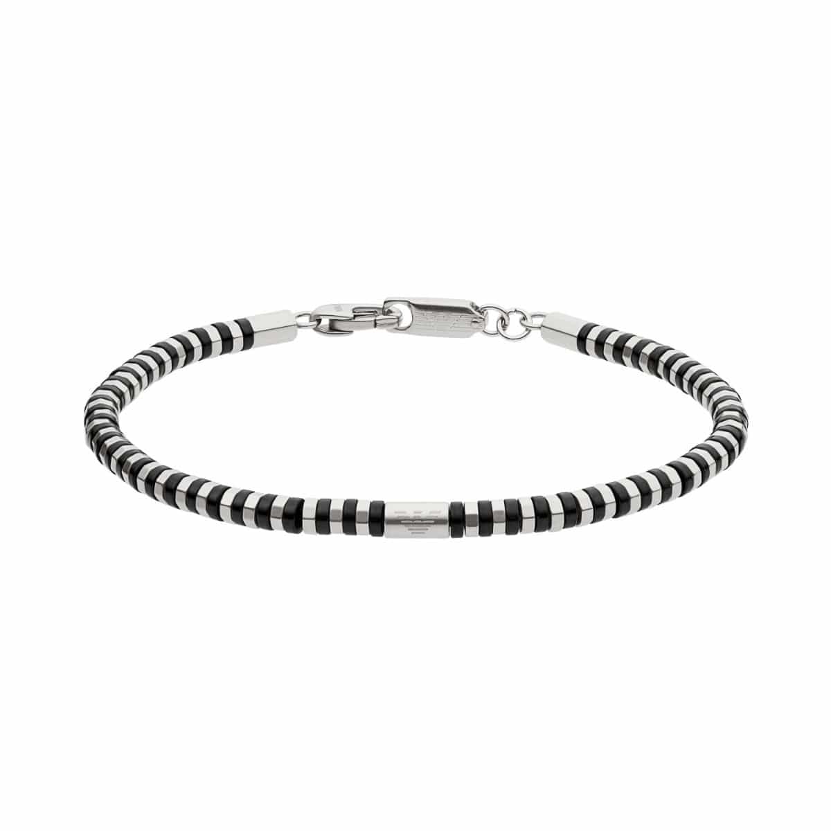 Armani Signature Silver Steel/Black Bracelet for Men EGS2398040 ...