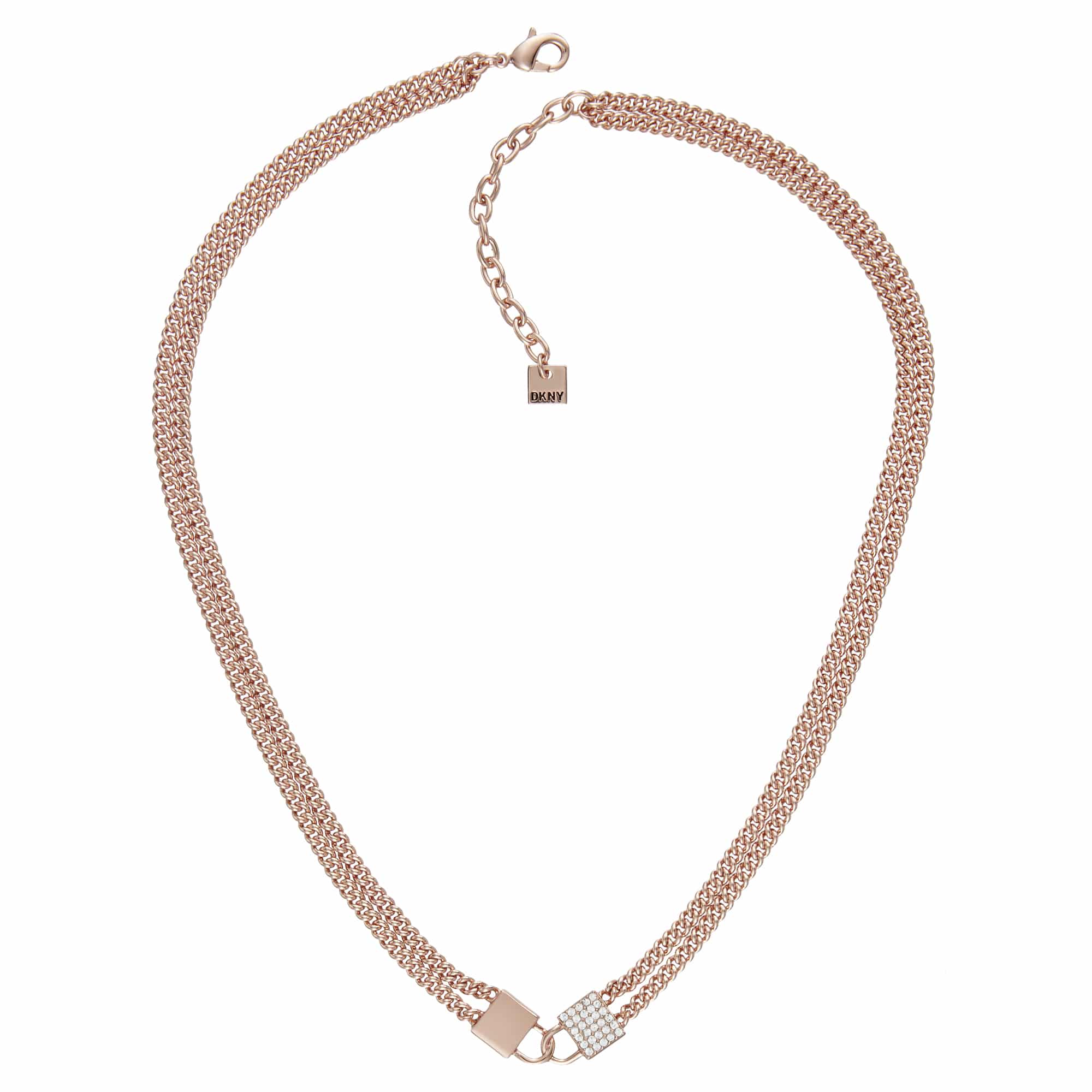 DKNY DOUBLE LOCK WOMAN NECKLACE ROSE GOLD - Sunlab Malta