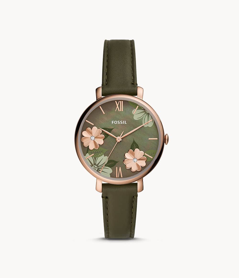 FOSSIL JACQUELINE WOMAN WATCH ROSE GOLD/OLIVE GREEN - Sunlab Malta
