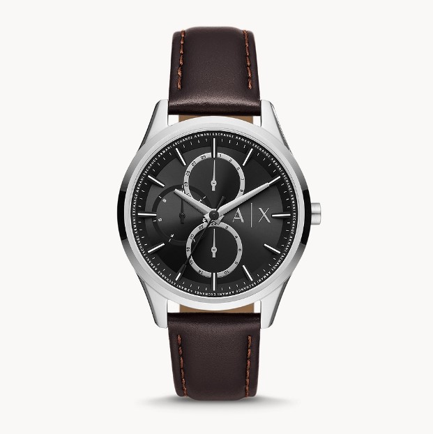 Armani Exchange Dante Multifunction Brown Leather Watch 42mm - Sunlab Malta