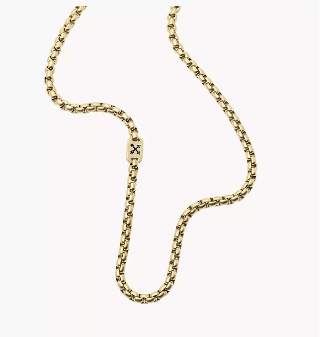 Fossil Adventurer Gold-Tone Stainless Steel Chain Necklace - Sunlab Malta